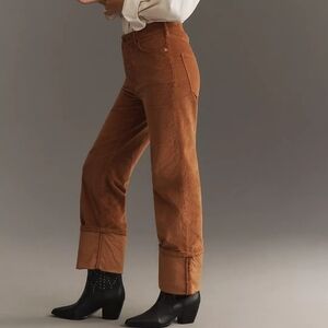 Anthropologie Pilcro Corduroy The Scotty Cuffed High-Rise Straight-Leg Jeans